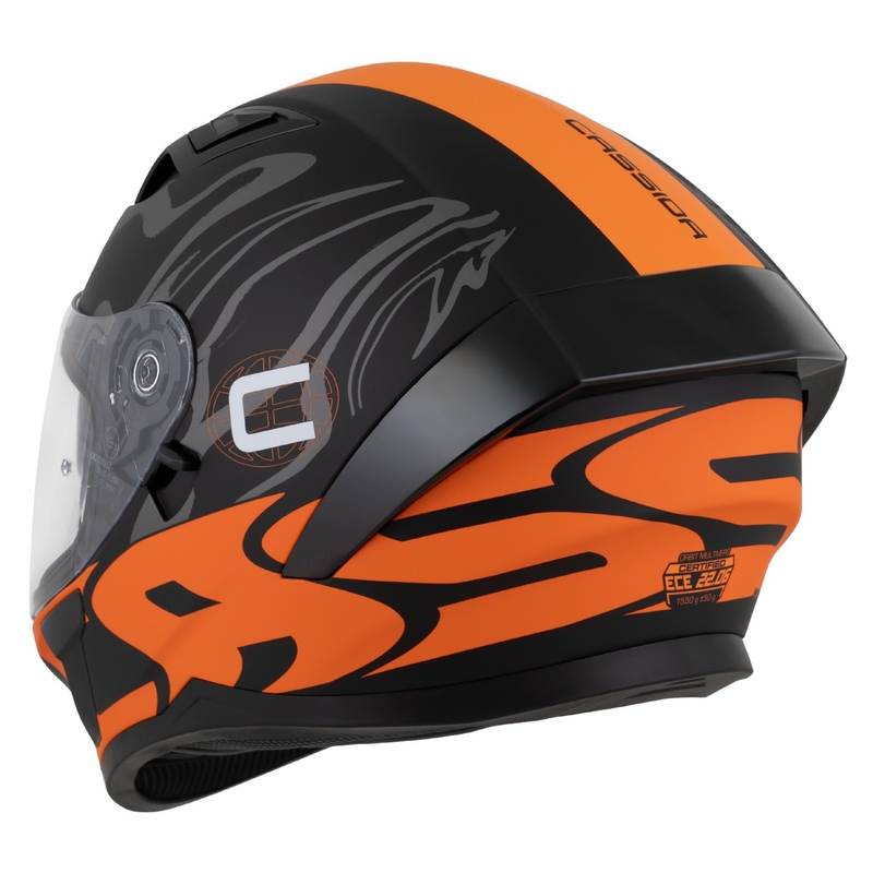 Casco integral Cassida Orbit Multivers negro mate-naranja-gris-blanco