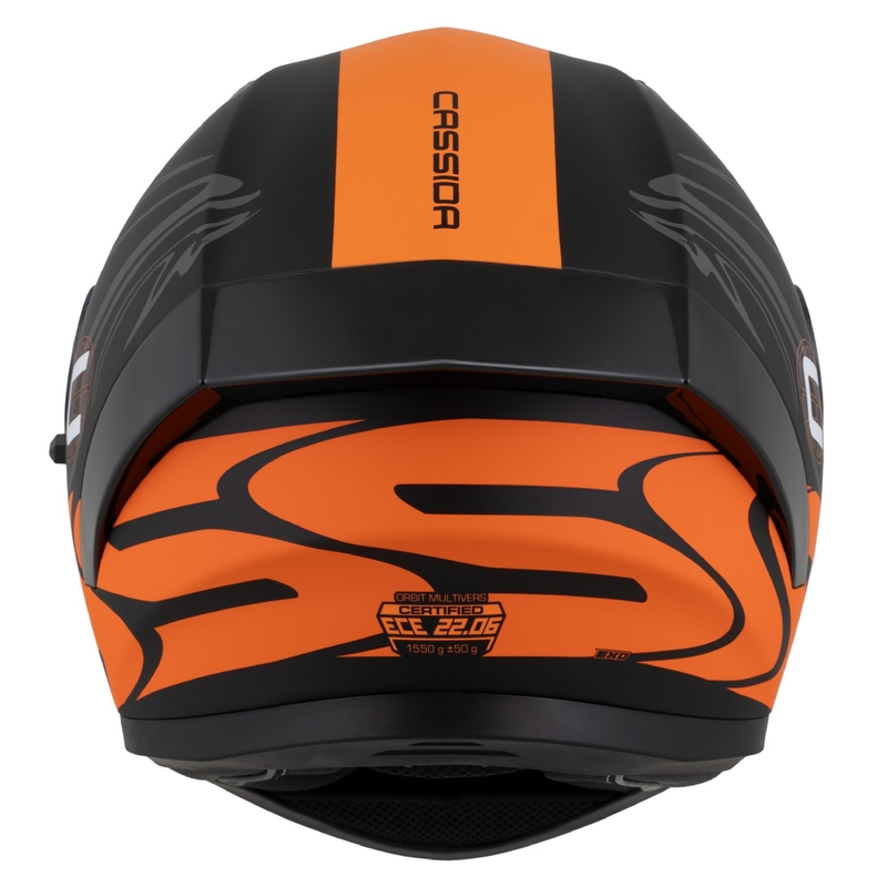 Casco integral Cassida Orbit Multivers negro mate-naranja-gris-blanco