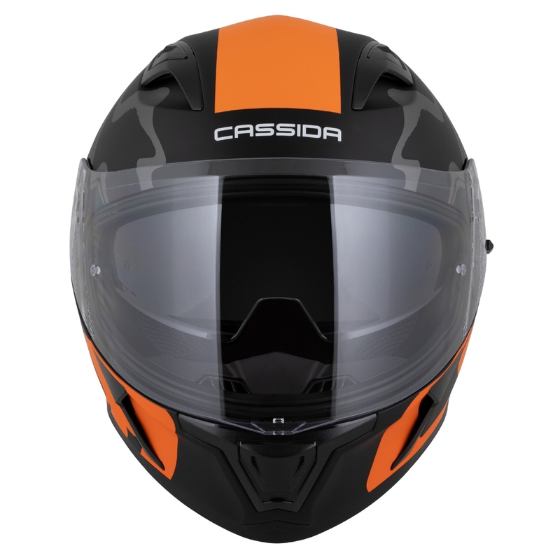 Casco integral Cassida Orbit Multivers negro mate-naranja-gris-blanco