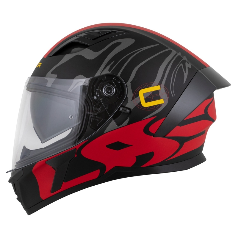 Casco integral Cassida Orbit Multivers negro mate-rojo-gris-amarillo