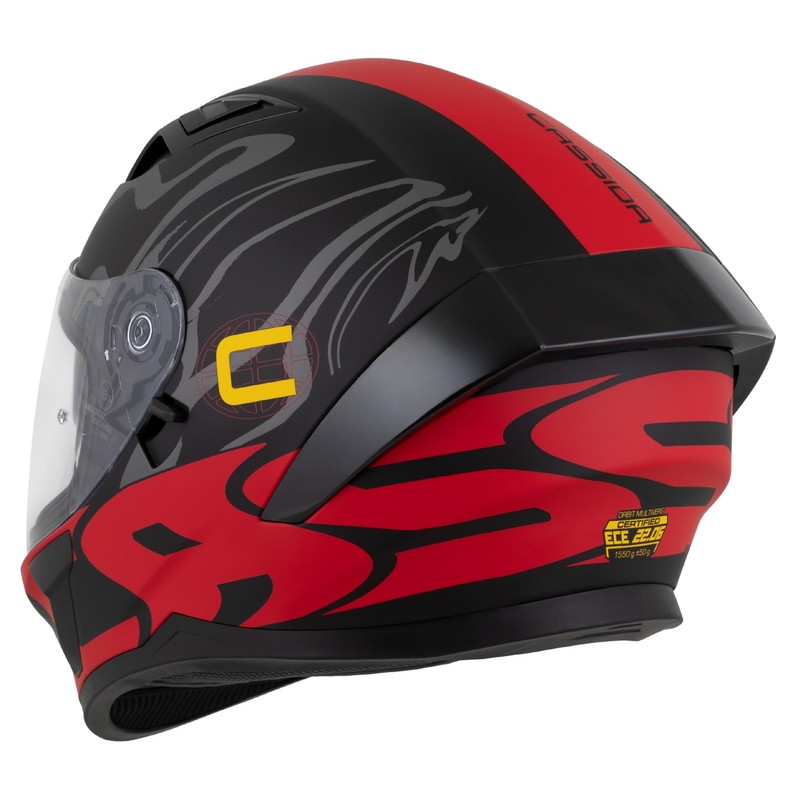 Casco integral Cassida Orbit Multivers negro mate-rojo-gris-amarillo