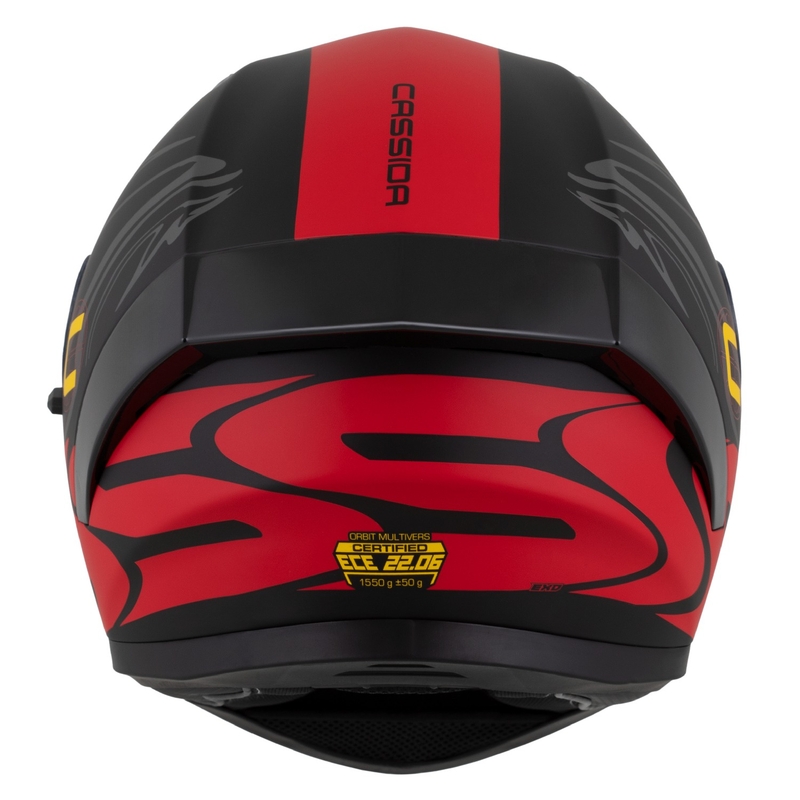 Casco integral Cassida Orbit Multivers negro mate-rojo-gris-amarillo