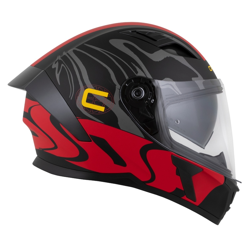 Casco integral Cassida Orbit Multivers negro mate-rojo-gris-amarillo