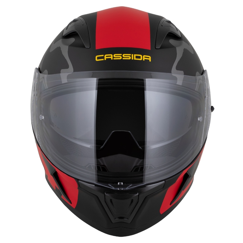 Casco integral Cassida Orbit Multivers negro mate-rojo-gris-amarillo