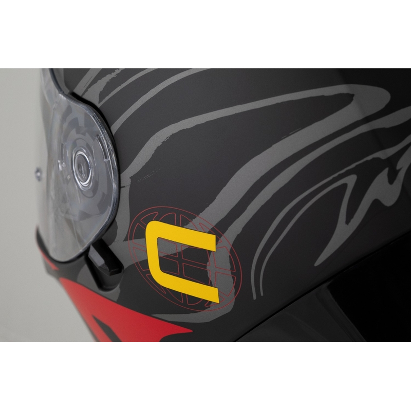 Casco integral Cassida Orbit Multivers negro mate-rojo-gris-amarillo