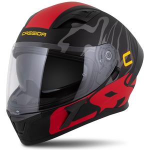 Casco integral Cassida Orbit Multivers negro mate-rojo-gris-amarillo