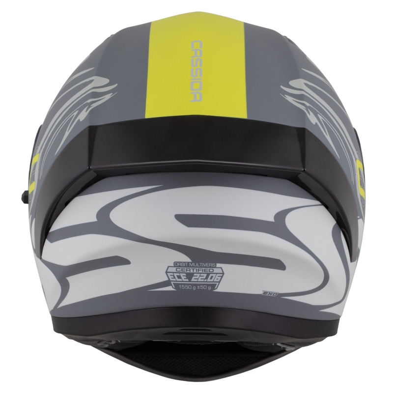 Casco integral Cassida Orbit Multivers gris mate-amarillo fluo-negro