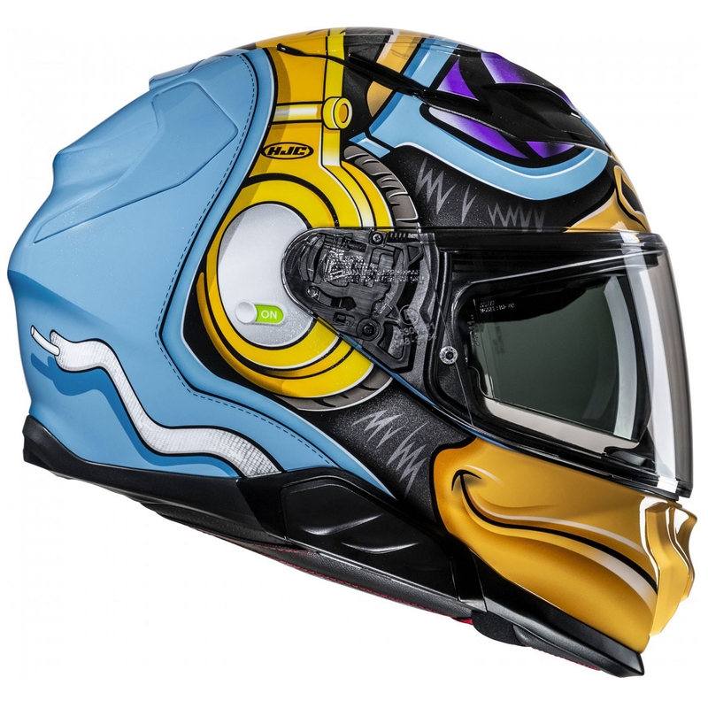 Casco integral para moto HJC F71 Monkey DJ MC23 azul-amarillo