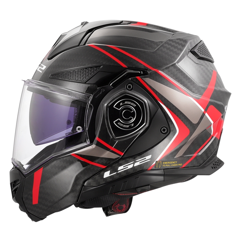 Casco de moto abatible LS2 FF901 Advant XC Future II negro-rojo