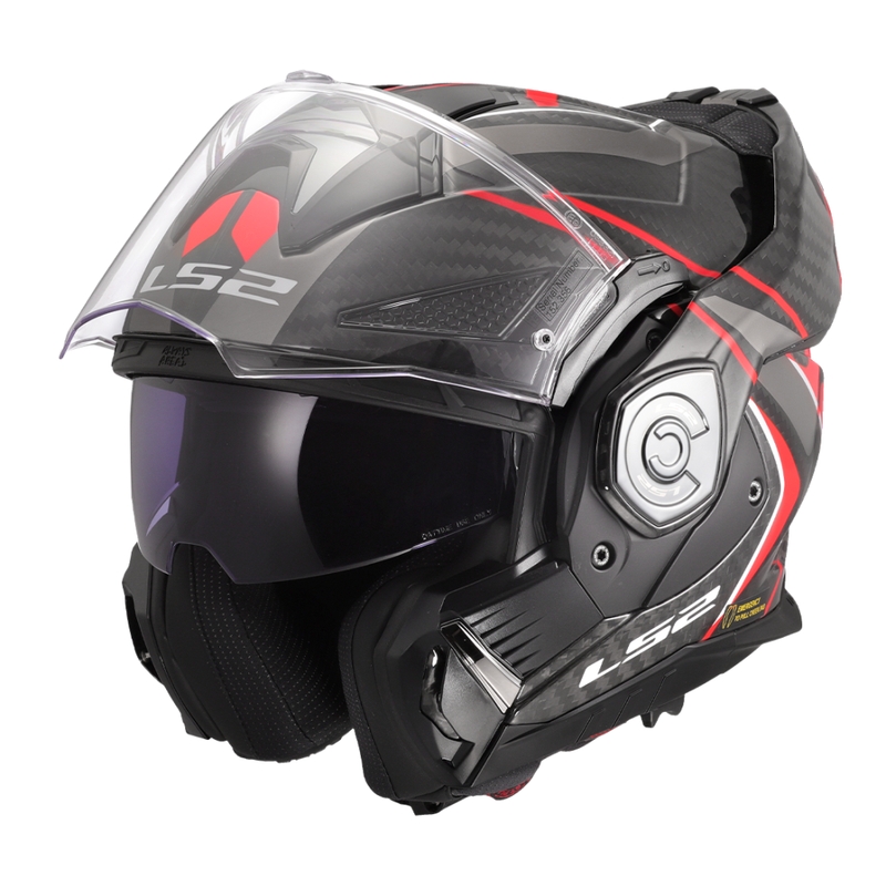 Casco de moto abatible LS2 FF901 Advant XC Future II negro-rojo