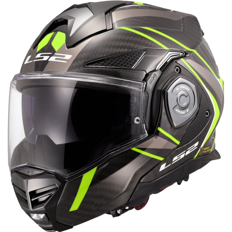 Casco de moto abatible LS2 FF901 Advant XC Future II negro-amarillo flúor