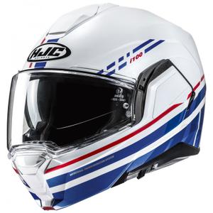 Casco de moto abatible HJC i100 Sysma MC21 blanco-azul