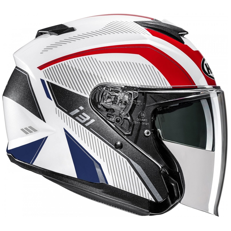 Casco de moto abierto HJC i31 Reno MC21 blanco-rojo-azul