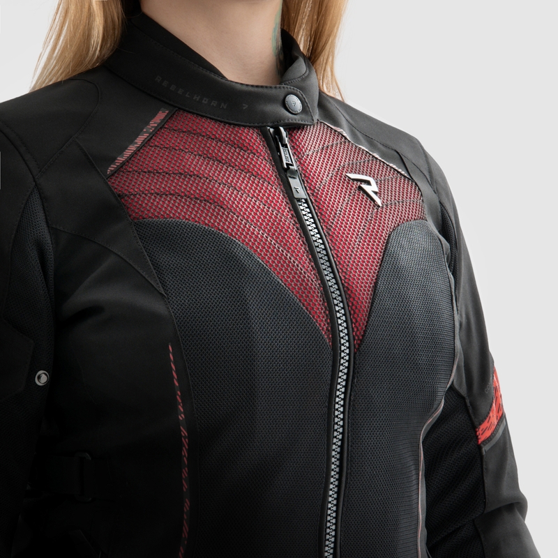 Chaqueta de moto mujer Rebelhorn Jax negro-rojo