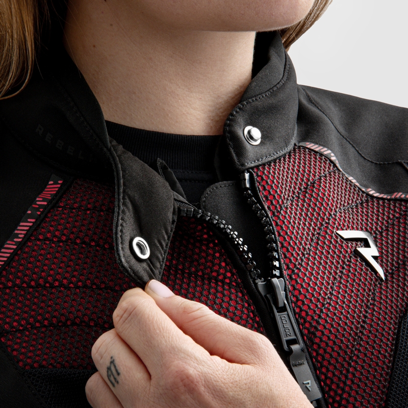Chaqueta de moto mujer Rebelhorn Jax negro-rojo