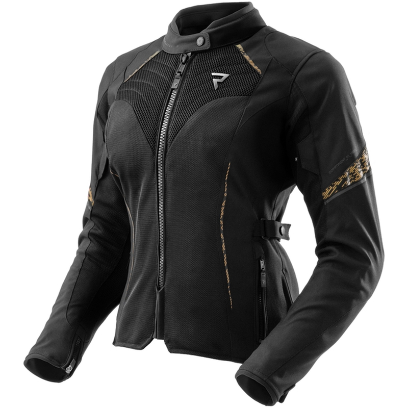 Chaqueta de moto Rebelhorn Jax para mujer negra y dorada
