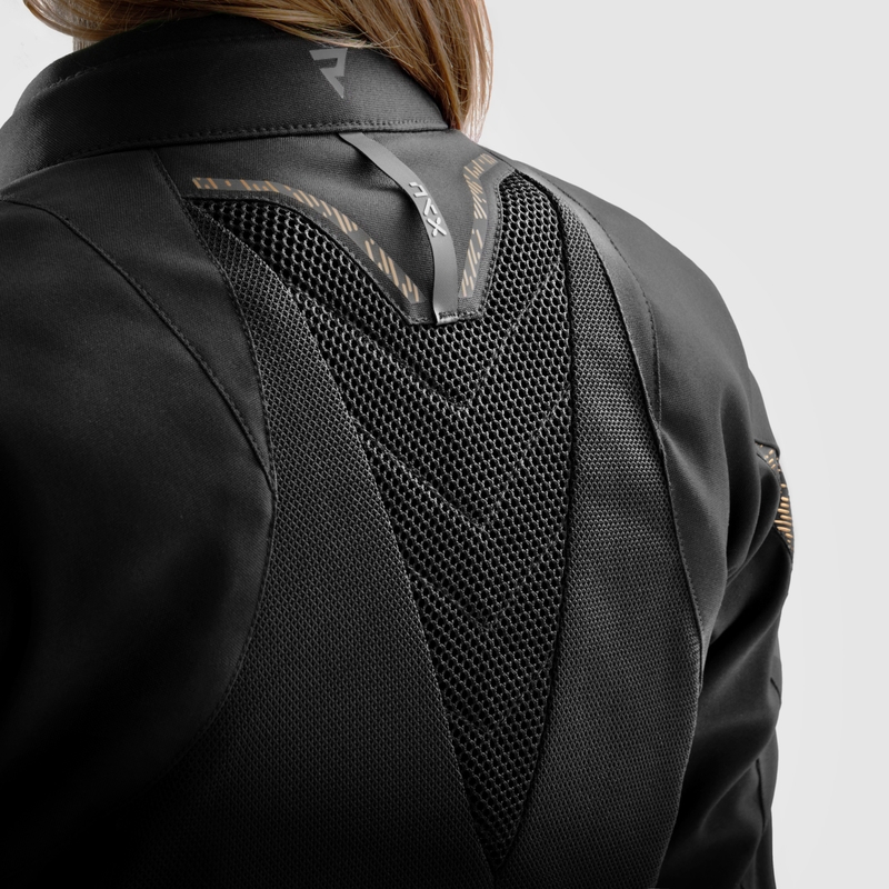 Chaqueta de moto Rebelhorn Jax para mujer negra y dorada