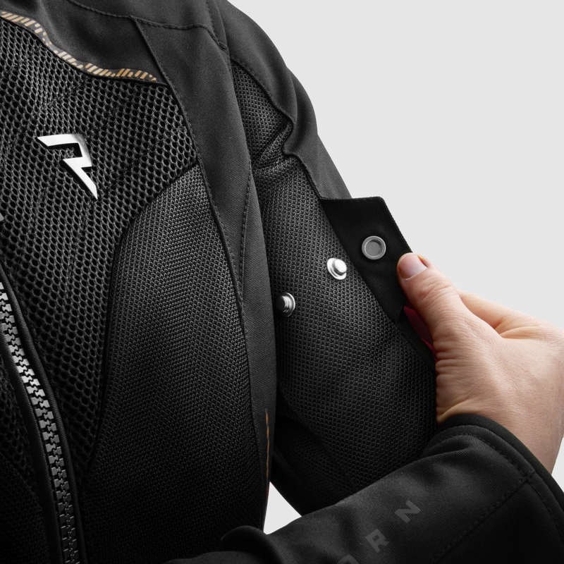 Chaqueta de moto Rebelhorn Jax para mujer negra y dorada