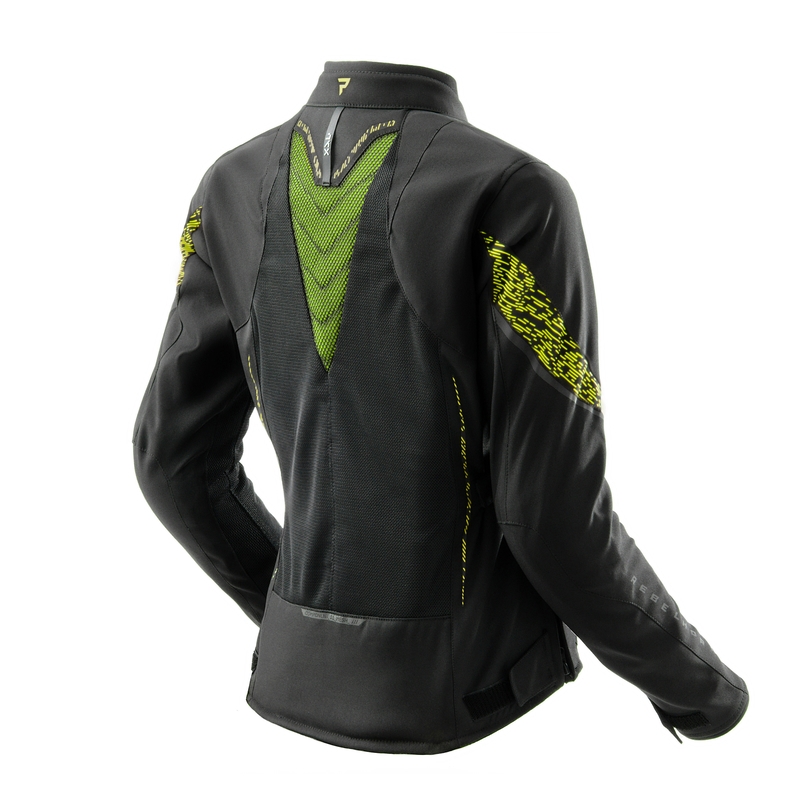 Chaqueta de moto mujer Rebelhorn Jax negro-amarillo fluo