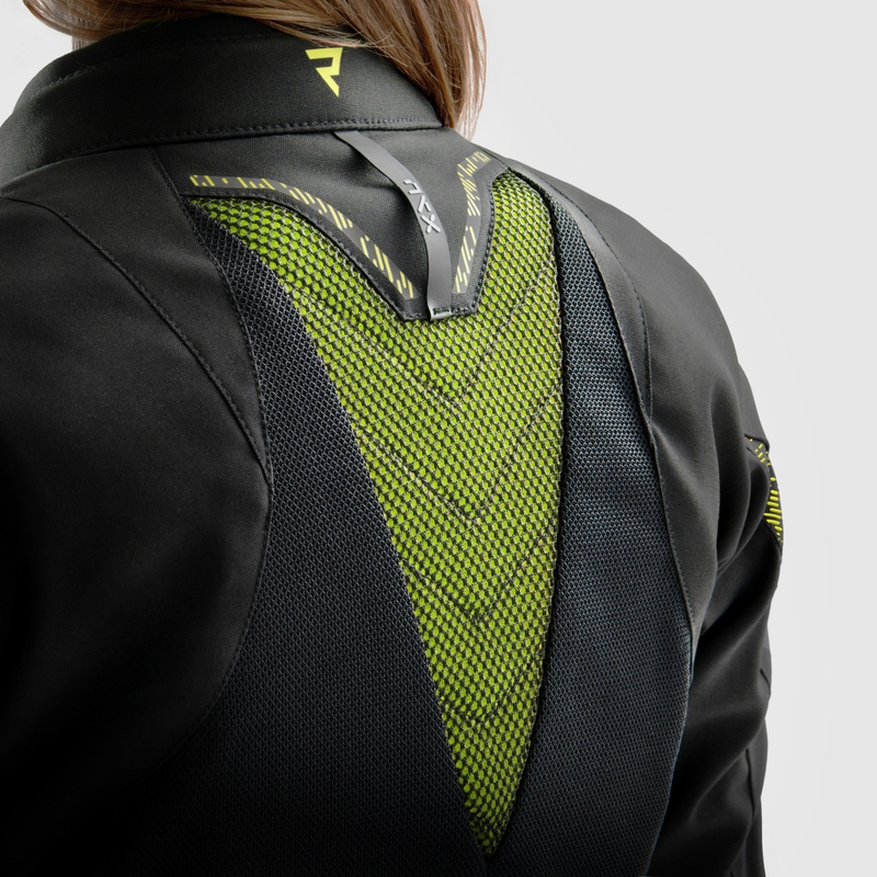 Chaqueta de moto mujer Rebelhorn Jax negro-amarillo fluo