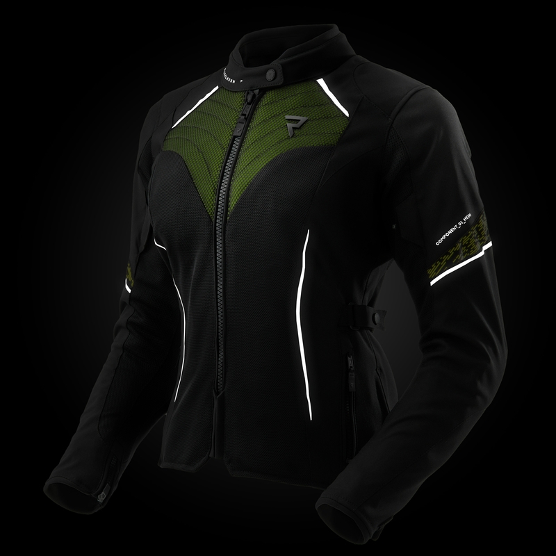 Chaqueta de moto mujer Rebelhorn Jax negro-amarillo fluo