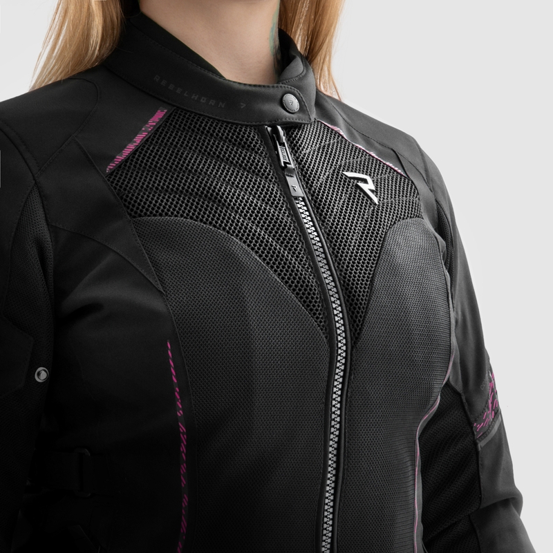 Chaqueta de moto mujer Rebelhorn Jax negro-rosa