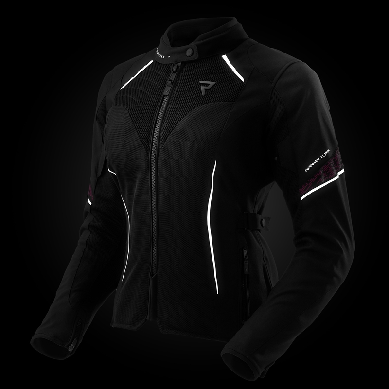 Chaqueta de moto mujer Rebelhorn Jax negro-rosa