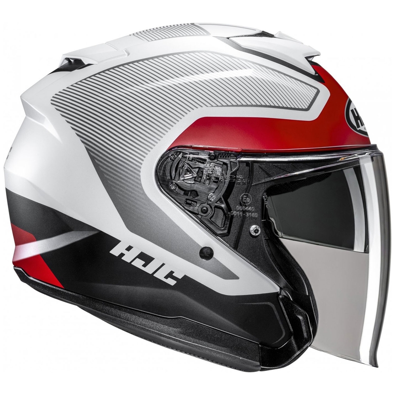 Casco de moto abierto HJC i31 Tevis MC1SF blanco-negro-rojo