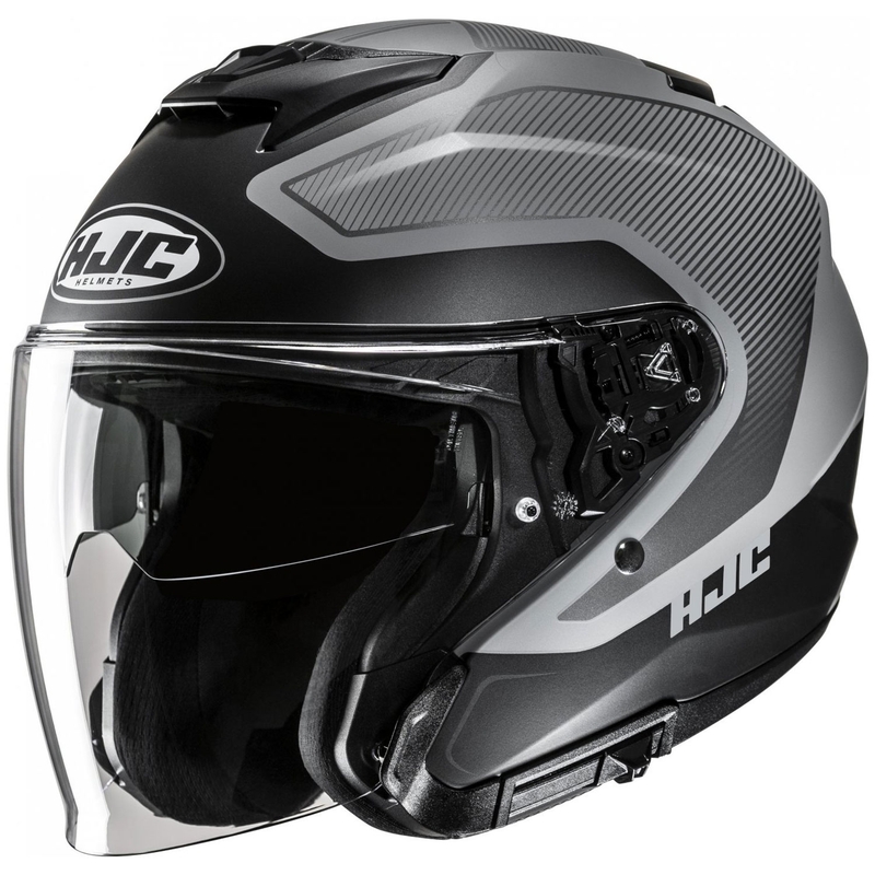 Casco de moto abierto HJC i31 Tevis MC5SF gris-negro