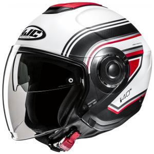 Casco de moto abierto HJC i40N Linia MC1SF rojo-negro-blanco