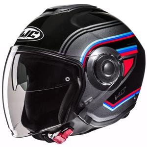 Casco de moto abierto HJC i40N Linia MC21 negro-gris-rojo