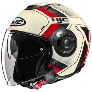 Casco de moto abierto HJC i40N Velu MC1 beige-negro-rojo