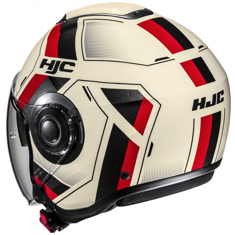 Casco de moto abierto HJC i40N Velu MC1 beige-negro-rojo