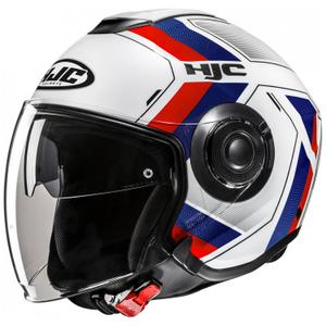 Casco de moto abierto HJC i40N Velu MC21 blanco-azul-rojo