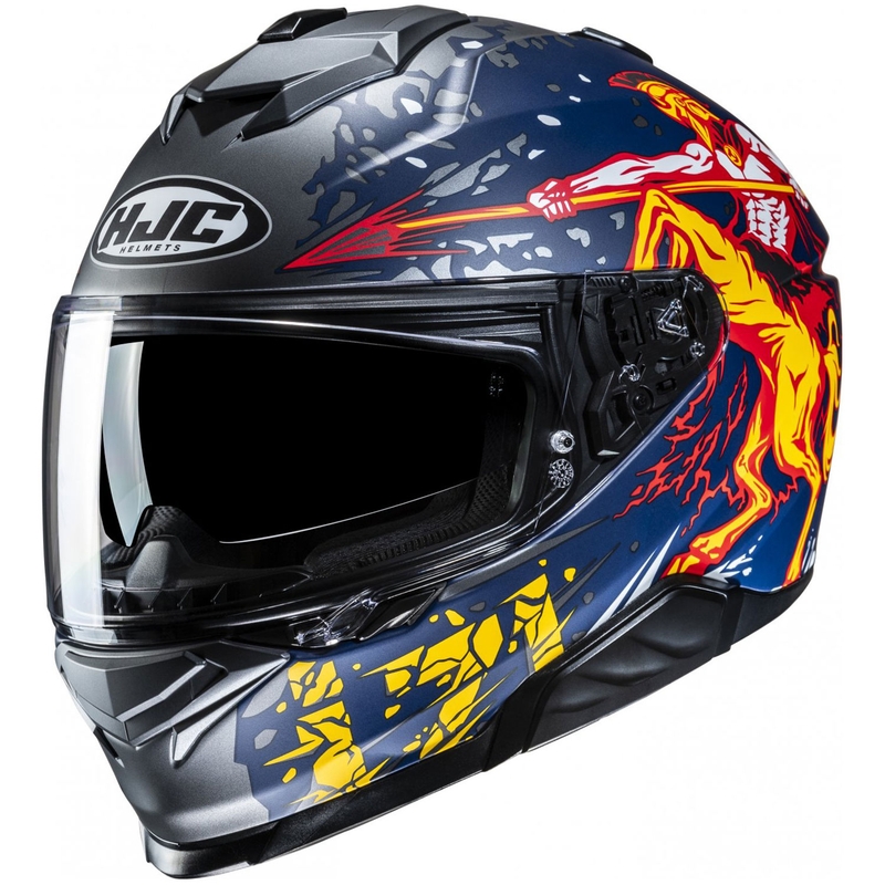 Casco de moto integral HJC i71 Taurus MC1SF azul-gris-amarillo