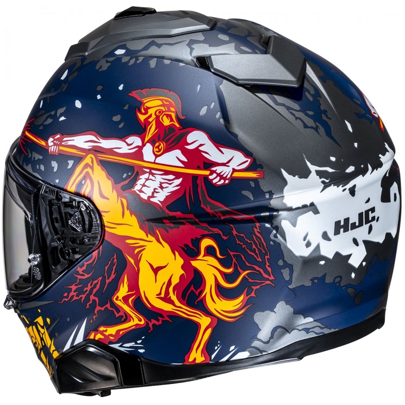 Casco de moto integral HJC i71 Taurus MC1SF azul-gris-amarillo