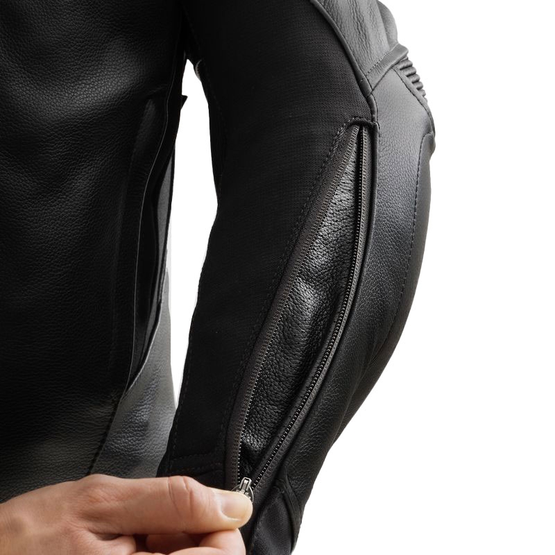 Chaqueta de moto de cuero Rebelhorn Veloce negro-gris-amarillo fluo
