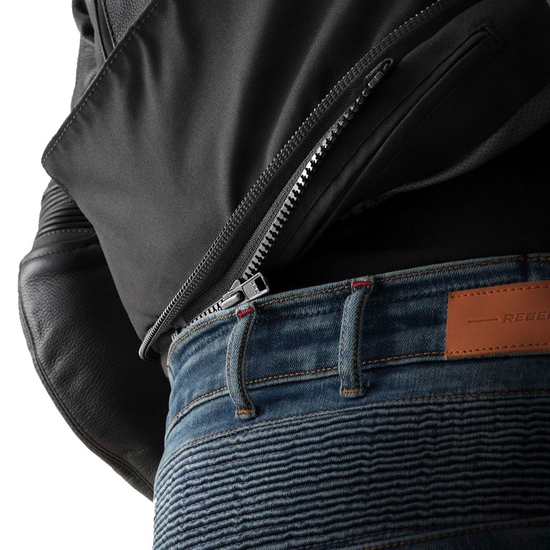 Chaqueta de moto de cuero Rebelhorn Veloce negro-gris-amarillo fluo