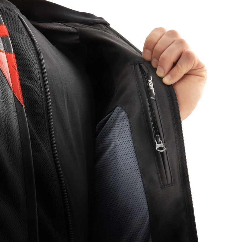 Chaqueta de cuero para moto Rebelhorn Veloce negro-verde camo-rojo fluo