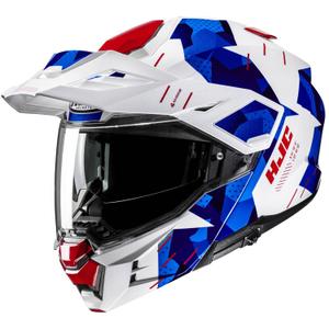 Casco de moto abatible HJC i80 Roki MC21 blanco-azul-rojo