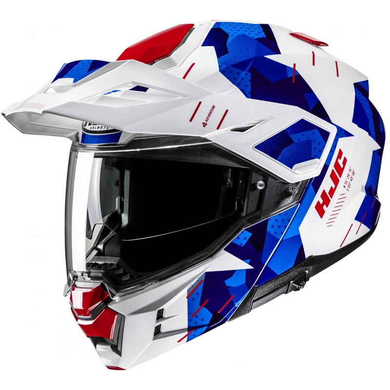 Casco de moto abatible HJC i80 Roki MC21 blanco-azul-rojo