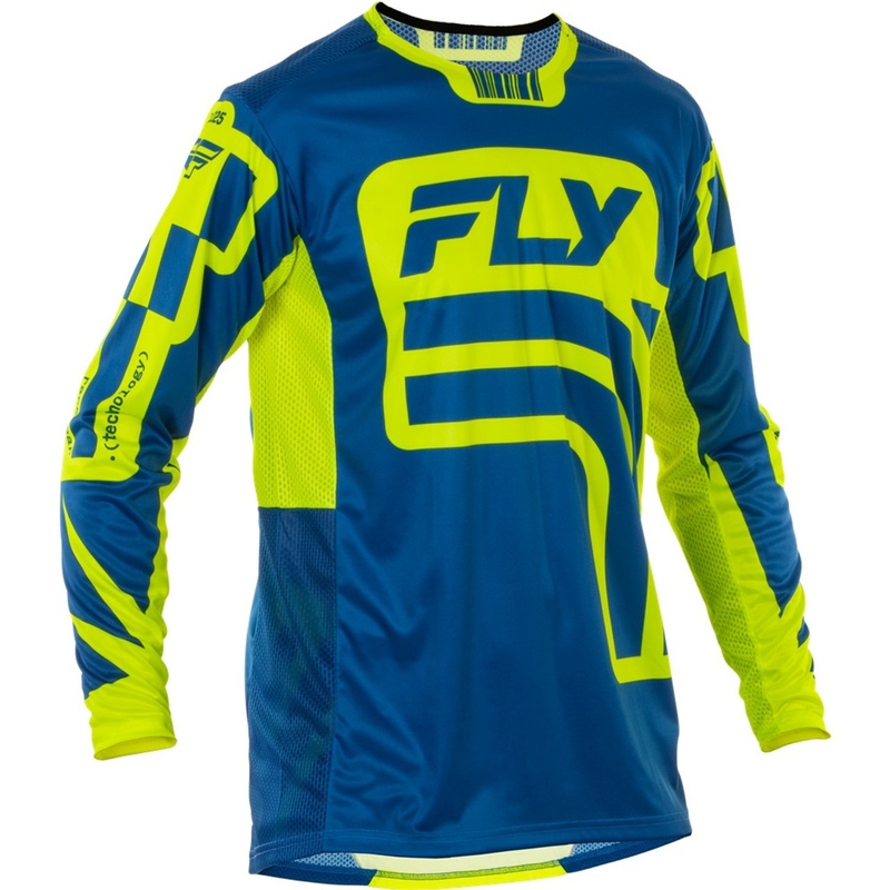 Camiseta motocross FLY Racing Lite Lancer azul-amarillo fluo