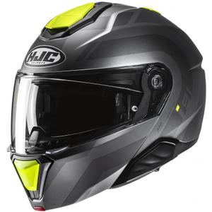 Casco de Moto Abatible HJC i91 Arven MC3HSF Gris-Negro-Amarillo Fluo