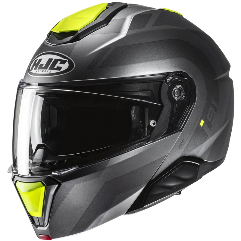 Casco de Moto Abatible HJC i91 Arven MC3HSF Gris-Negro-Amarillo Fluo