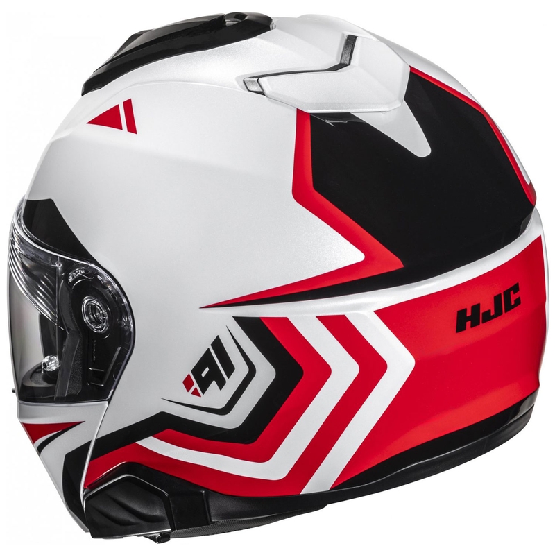 Casco de moto abatible HJC i91 Tricus MC1 blanco-negro-rojo