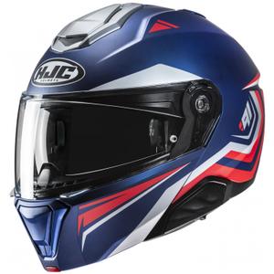 Casco de moto abatible HJC i91 Tricus MC21SF azul-rojo-gris