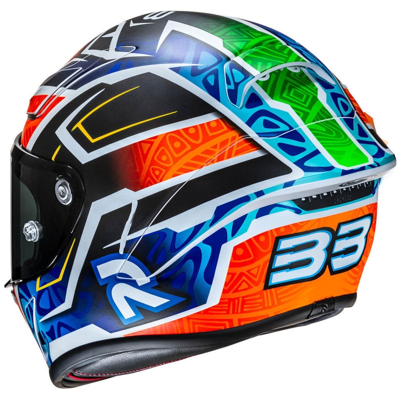 Casco integral de moto HJC RPHA 1 Binder Replica MC27SF negro-naranja-azul