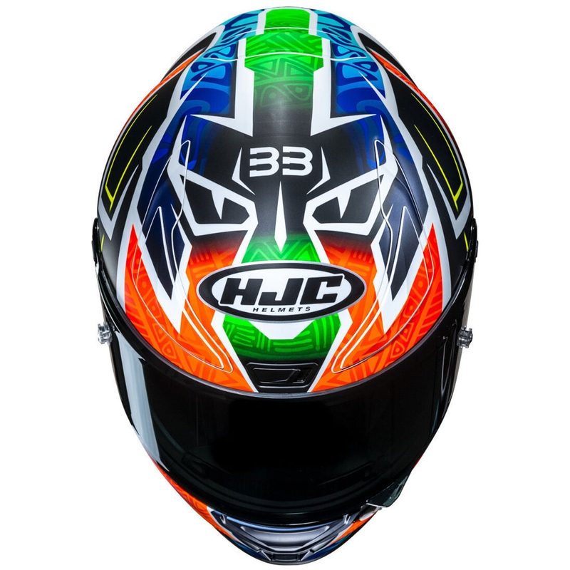 Casco integral de moto HJC RPHA 1 Binder Replica MC27SF negro-naranja-azul