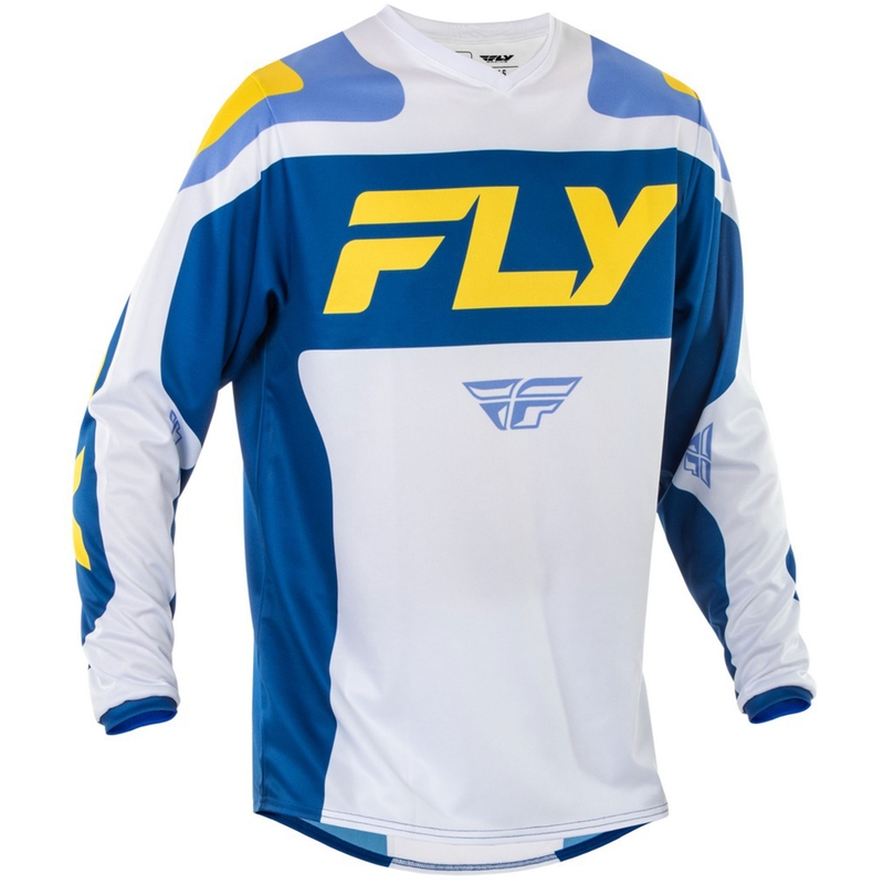 Camiseta motocross FLY Racing F-16 blanco-azul-amarillo