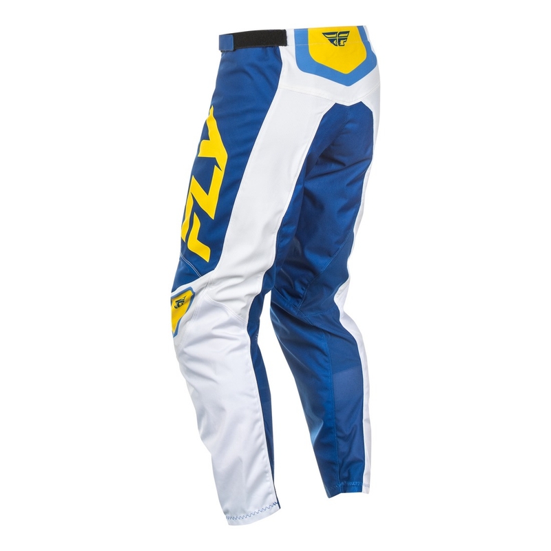 Pantalón motocross FLY Racing F-16 blanco-azul-amarillo